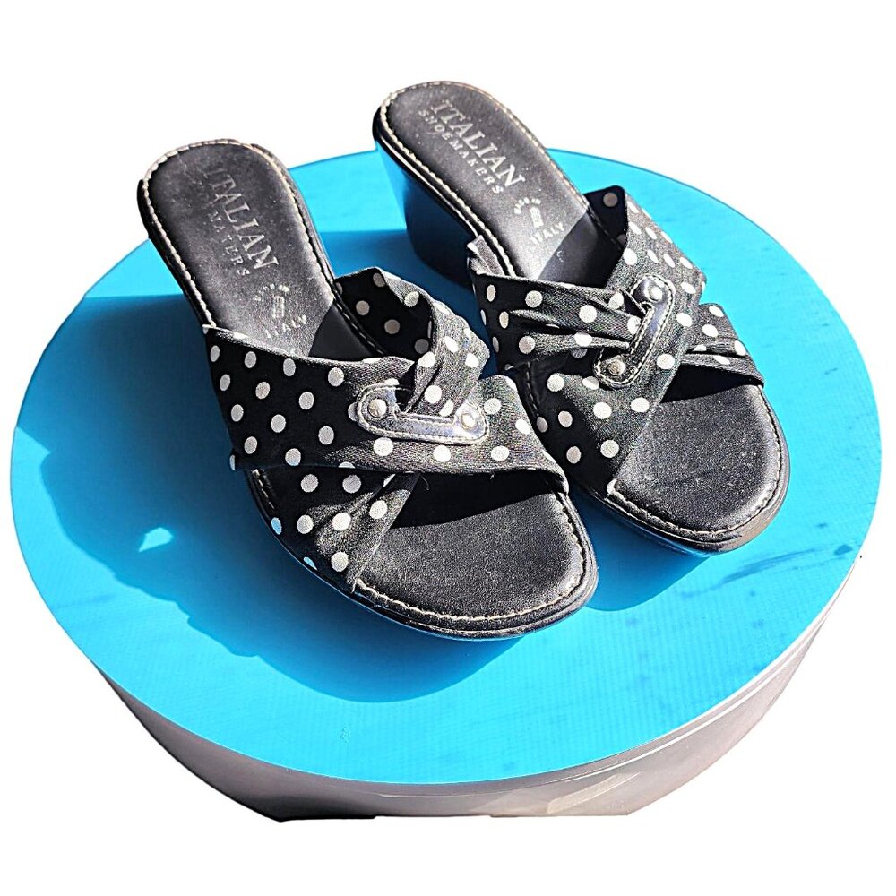 Black Polka Dot Slip On Shoe by Italian Showmakers. Size 8